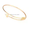 Chain High Quality Geometric Leaf Wire Bangle Bracelet For Women Simple Style Rose Gold Cuff Stackable Jewelry Gift Drop Delivery Bra Dh5Sp