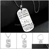 Pendant Necklaces Fashion Carved To My Son Always Remember English Letter Necklace Men Stainless Steel Dog Tag Keychain Encouragemen Dhbn5