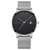 Montres-bracelets minimalistes montre hommes en acier inoxydable bande affaires homme costume horloge Simple noir montre-bracelet Relogio Masculino Reloj Hombre