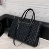 ChaneI Collection Borsa a tracolla Diamond Lattice Scomparto in PU nero Totebag Borse a catena Borse da donna Tracolla rimovibile Tasca esterna con cerniera