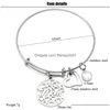 Bangle High Quality Stainless Steel Birthstone Heart Pendant Charm Bracelet For Mom Expandable Wire Women Fashion Jewelry Gift With Dhzn4