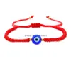 Catena 2021 Handmade Evil Blue Eye Charm Bracciale in corda intrecciata Filo rosso per bracciali a mano Kabh String Amet Nazar Family Couple Ven Dhgzp