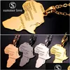 Pendentif Colliers Mode Afrique Carte Collier Pour Femmes Hommes Éthiopien Bijoux En Acier Inoxydable Longue Chaîne Hip Hop Cadeaux Drop Delivery Dhcou