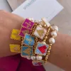 Bracelets 5pcs Escapulario Bracelet Boho Miyuki Croix Coeur Perle D'eau Douce Perlée À La Main Tressé Corde Charme Bracelet Pour Les Filles Cadeau