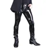 Men's Pants Men PVC Punk Style Skinny Trouser Faux Leather Pencil Tight Pantalon High Elastic Motorcycle Casual Leggings Stage Bottoms