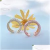 Bandringe Neue Micro Zirkon Für Frauen Mode Offene Einstellbare Fingerring Gold Rose Romantische Zubehör Engagement Schmuck Dhcin