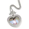 Colliers The BLING KING Heart Princess Photo Pendentif Personnalisé Mémoire Photo Pendentif Graver Nom HipHop Bijoux Personnalisé Femmes Cadeaux