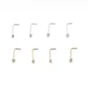 Jewelry 20PCS/Box Sterling L Shape Nose Stud Ring 2mm Clear Crystal Nose Piercing Body Jewelry