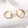 Dangle Chandelier High Quality Knotted Circle Hoop Earring For Women Girls Stianless Steel Gold Plating Round Fashion Jewelry Gift Dhi72