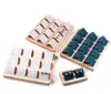 Boxes 12 Bit Fashion Wood DIY Storage Jewelry Tray Earring Display Cards Ring Bracelet Gift Box Jewellery Organizer Earring Holder