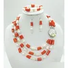 Earrings Necklace Set Classic 3 Rows Natural Coral Baroque Pearls The Latest Fashion African Bride Drop Delivery Je Dhgarden Dhjor
