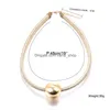 Подвесные ожерелья New Fashion Gold Sier Beads Choker Ожерелье для женщин панк CCB Материал гипоаллергенный