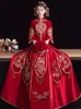 Etnisk kläder kinesisk stil Ancient Wedding Dress Bride Red utsökta paljetter Cheongsam Traditionell Tassel Qipao