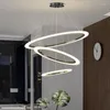 Lampy wiszące Minimalistyczny styl czarny koło Pierścień LED Dekoracyjny salon żyrandol dom Nordic sypialnia Lam Light Light