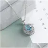 Pendanthalsband 2021 Est Ankomst Blue Crystal Glass Round Gemstone Necklace For Women Sier Sier Rostfritt Steel Chain Fashion Wedding J Dhypo