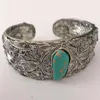 Bangle Tibetan Antiqued Open Bangles Ethnic Carve Butterfly Blue Natural Stone Women Vintage Jewelry Gifts