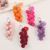 Keychains Fruit Pompom Ball Key Chain For Women Girls Car Bags Charms Solid Grape Ring Fashion Heart Shaped Pendant Keychain