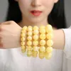 Bracelets Russe Vieille Cire D'abeille Fleur Blanche Cire D'abeille Corde À Main 108 Huile De Poulet Perles Rondes Jaunes Corde À Main Perles De Chapelet pour Hommes Femmes