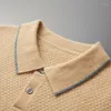 Herrtröjor Zocept Autumn Winter Goat Cashmere Men's Short Sleeve Sweater Business Polo Collar T-shirt Lapel Sticked Pullover Tops