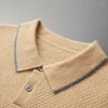 Pulls pour hommes Zocept automne hiver chèvre cachemire hommes à manches courtes pull affaires col polo T-shirt revers tricoté pull hauts