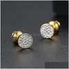 Stud Fashion Cubic Zirconia Mini Earrings For Women 6Mm Cz 18K Gold Plated Sterling Sier Jewelry Gift Drop Delivery Dhc3E