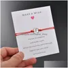 Chain Handmade Braided Make A Wish Card Wax Rope Bracelet For Women Men Sier Volcano Charm Fashion Jewelry Valentines Day Gift Drop Dhgjk