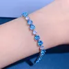 Armbanden 2022 Nieuwe Mode Zilver Licht Luxe Zwitserse Blue Topaz Aquamarijn Highcarbon Diamanten Armband Voor Vrouwen Fijne Sieraden Gift