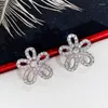 Orecchini a bottone Luxury Marquise CZ Stone Women Petal For Party 925 Silver Needle Regalo delicato Dazzling Lady's Wedding Jewelry