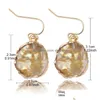 Dangle Chandelier Est Colorf Resin Druzy Natural Stone Round Earring For Women Girls Shell Paper Sequins Hook Fashion Jewelry Gift Dhmzg