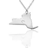 Pendant Necklaces Country Map Charm State Shaped Necklace With A Heart 3 Colors Gift For Her