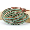 Strand Böhmen Bransoletka Aliexprees Natural Aventurine Beads Designer Jewellery Leather Wrap Armband American Accessories Gem Cuff