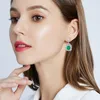 Knot Gica Gema 925 Sterling Silver Synthetic Emerald Drop Earrings For Women Sparkling High Carbon Diamond Fine SMEWELL POCESITAL