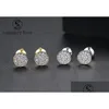 Stud Fashion Cubic Zirconia Mini Earrings For Women 6Mm Cz 18K Gold Plated Sterling Sier Jewelry Gift Drop Delivery Dhc3E
