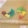 Dangle Chandelier European And American Creative Africa Map Round Colorf Earrings Sliver Hooks Retro Wood Drop Unique Design Fashi Dh1Kh