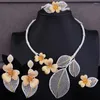 Conjunto de collar y pendientes GODKI, flor de lujo, Floral, 4 Uds., DUBAI para mujer, boda, circonita cúbica, cristal CZ, novia africana