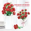 Blocchi San Valentino Bouquet Blocchi di costruzione Arredamento per la casa Pianta bonsai Romantico fiore rosa Modello assemblato Ragazza regalo R230629