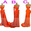 Novo Designer Simples Elegante Laranja Vestidos de Noite Sem Alças Plus Size Sweep Train Vestidos Formais Prom Wear vestido de novia roupões