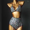 Werkjurken luxe diamant dames 2 -delige outfits sexy tanktops bling rhinestone high taille slipjes club party festival strand bikini sets