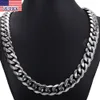 Halsband 14,5 mm bred tung polerad 316L rostfritt stål Mens halsband Skurna Curb Cuban Link Chain Manliga smycken Dropshipping DHN48