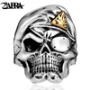 Rings ZABRA Solid 925 Silver One Eye Mask Skull Ring For Men High Polished Vintage Punk Biker Rings Silver Man Gothic Jewelry For Male