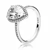 Klaster pierścionków Autentyczny 925 Sterling Srebrny błyszczące promieniowanie duży łza z kryształowym pierścieniem dla kobiet przyjęcie weselne europejska moda