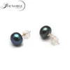 Stud Real 18K Solid Gold Earrings Anti Allergic Trendy Natural Freshwater Black Pearl Earrings Women Anniversary