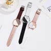 Wristwatches Watches Women Fashion Ladies Cute Dress Watch Colorblock Dial Analog Quartz Leather Bracelet Montre Femme
