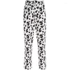 Kvinnor Pants Sports Casual Milk Cow Print Flare Women Street Indie Fashion Lose Long Mid Length Trousers 2023 Spring Autumn