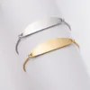 Bangle 100% rostfritt stål Bend Bar Armband Tomt för graveringsjusterbart metallnamn Armbandspegel Polsk grossist 10st