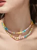 Halsband Multicolor Rainbow Collar Halsband för kvinnor Söta färgglada pärlor Statemet Halsband Choker smycken Boho Tillbehör