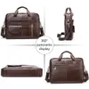 ブリーフケースWestal Men's Leather Bags Man Leather Laptop Bag for Document A4 Breaidcase for Teens Men Business Portfolio Toteメッセンジャーバッグ230520