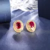 Stud GZ Zongfa Original 925 Sterling Silver Stud Earrings for Women 2022 Trending Created Ruby 13.7CT 14K Gold Plated Fine SMEE sach