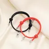 Charm Bracelets Romantic Magnet Bracelet Couple Classic Key Lock Pair Braslet Lucky Black Red Rope Braclet Anniversary Gift Attract