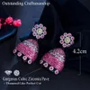 Knoop CWWZircons Micro Pave Zirconia Steen Cluster Bloem Luxe Geometrische Bruiloft Oorbellen voor Vrouwen Etnische Sieraden CZ007